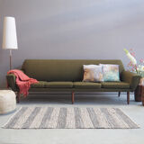 Danish 4 seater sofa in green woolen fabric 60s