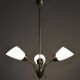 Mid-Century Chandelier in Brass and Frosted Glass, Czech, 1950s