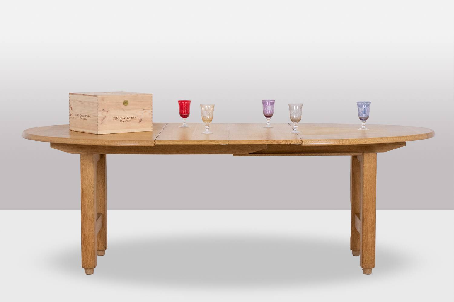 Guillerme et Chambron. Natural oak table. 1970s.