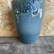 Ancient Vase JACKY COVILLE Glazed Stoneware Blue Vintage #D987