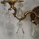 Pair of French Vintage Double Bronze Crystal Wall Lights with Acanthus Detail
