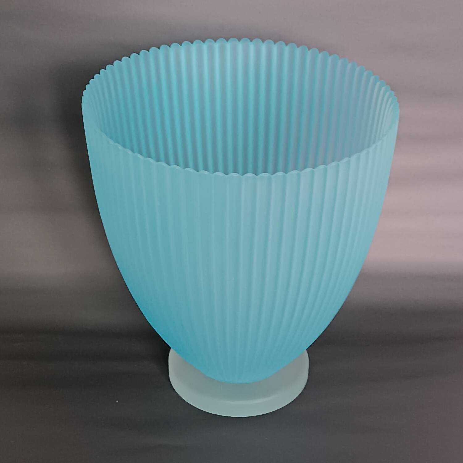 Embossed blue glass vase made in Italy