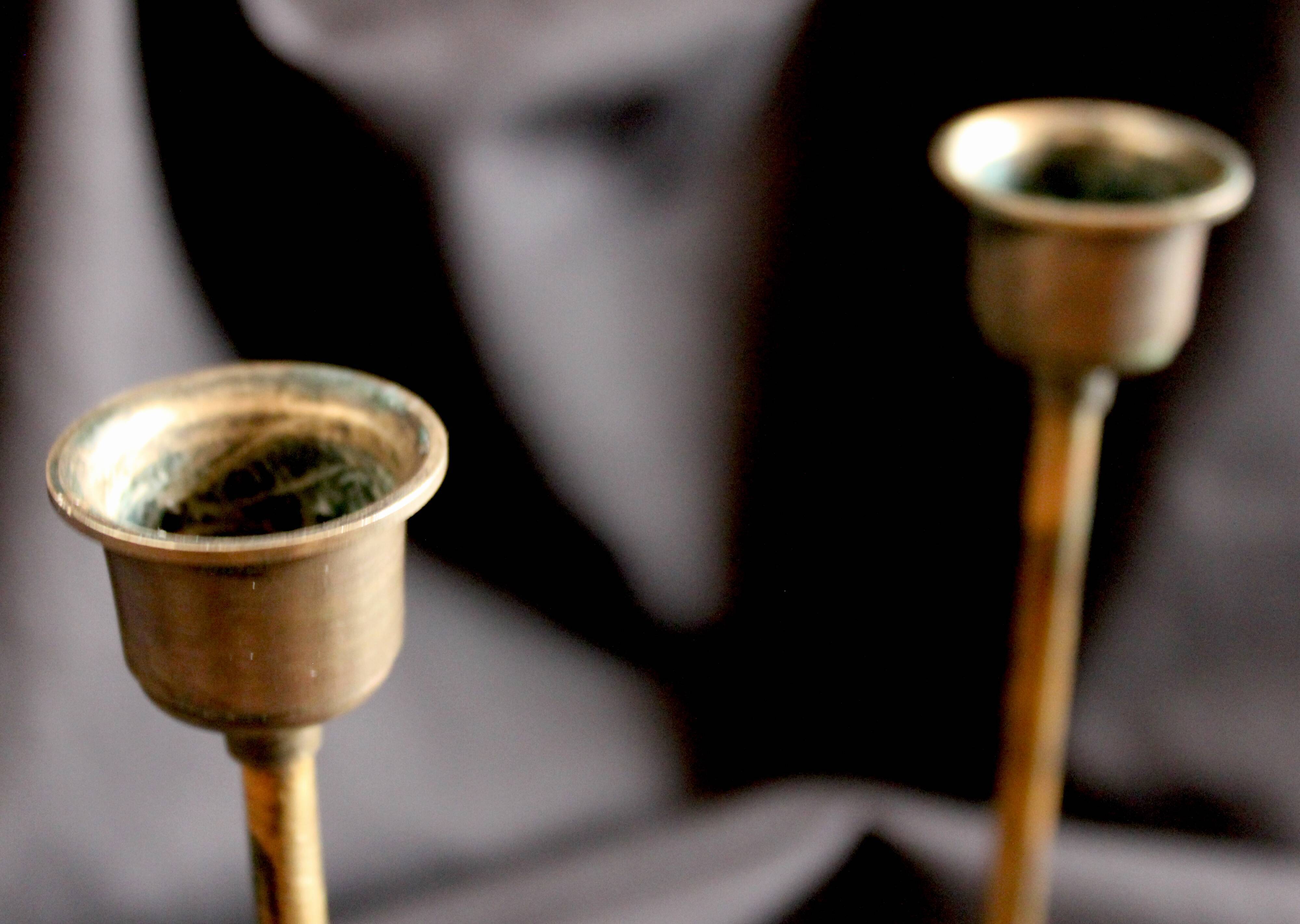 Pair of brass candle holders