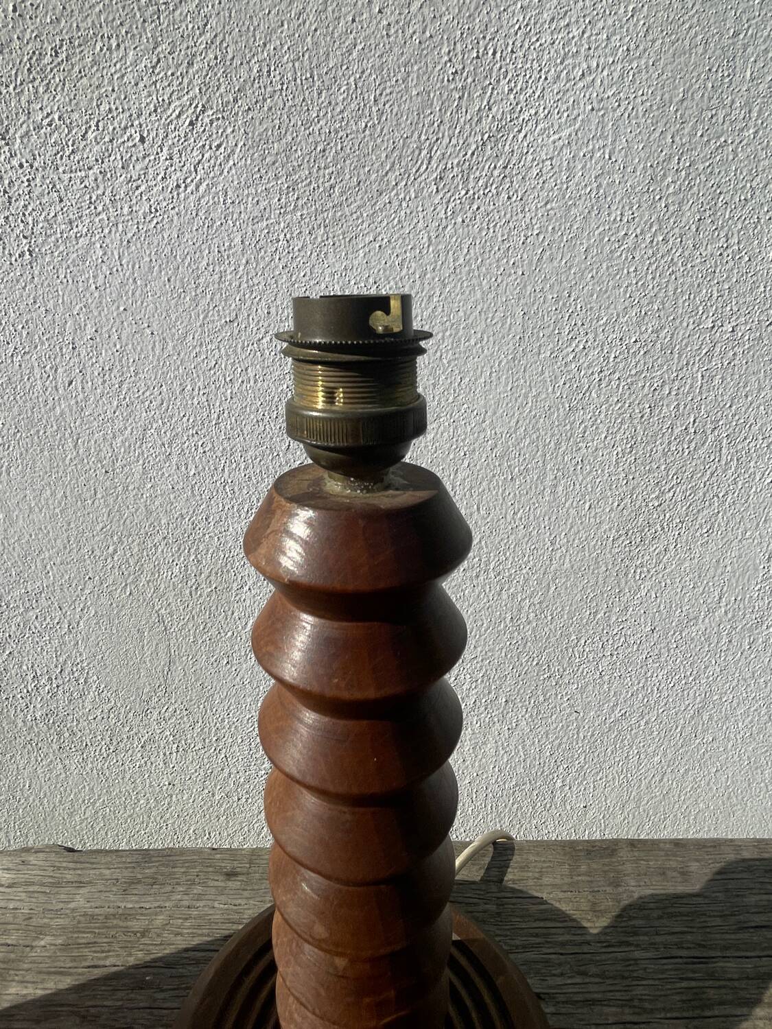 Art Deco wooden lamp base in the style of Charles Dudouyt.
