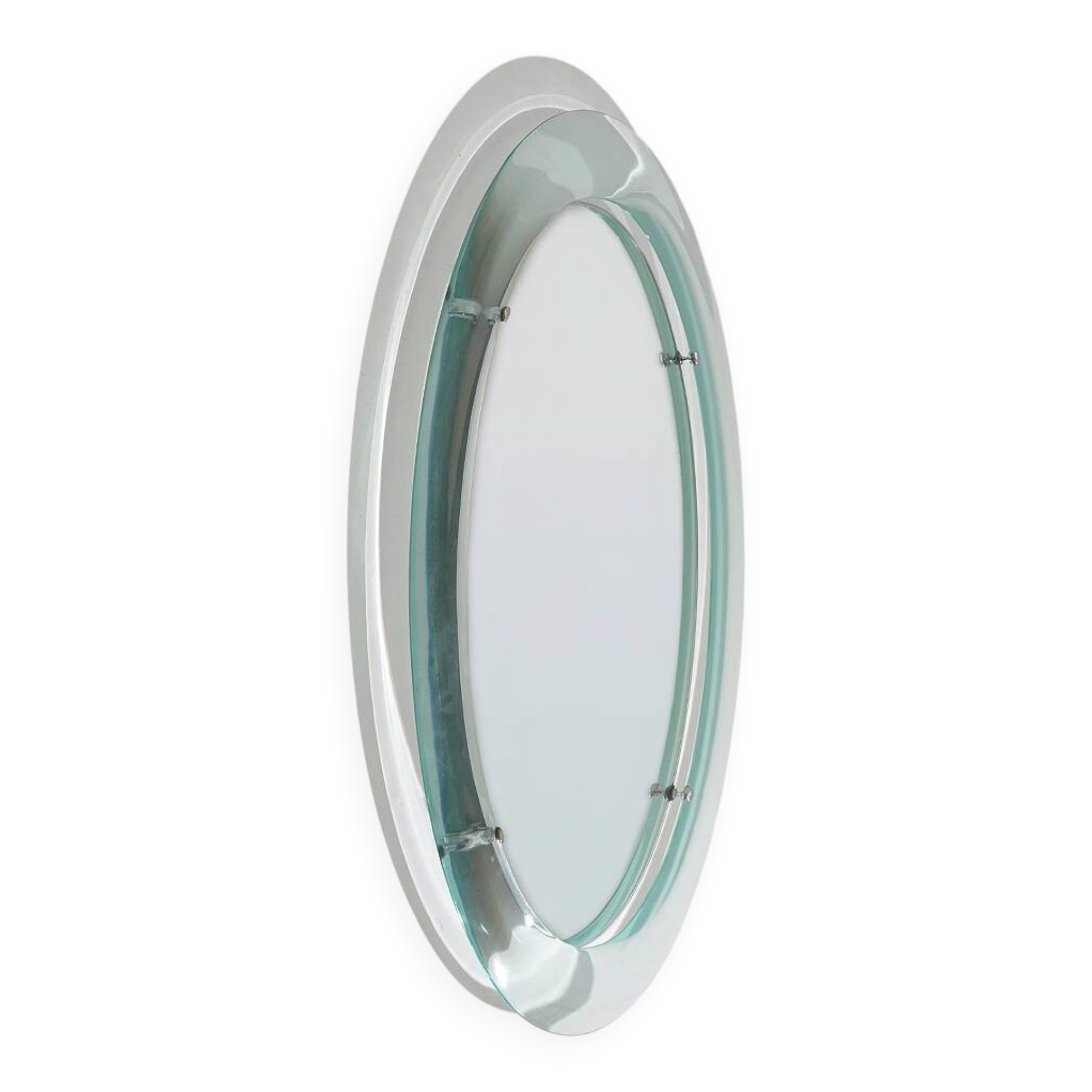 Wall mirror with curved glass frame by Metalvetro, 1970s