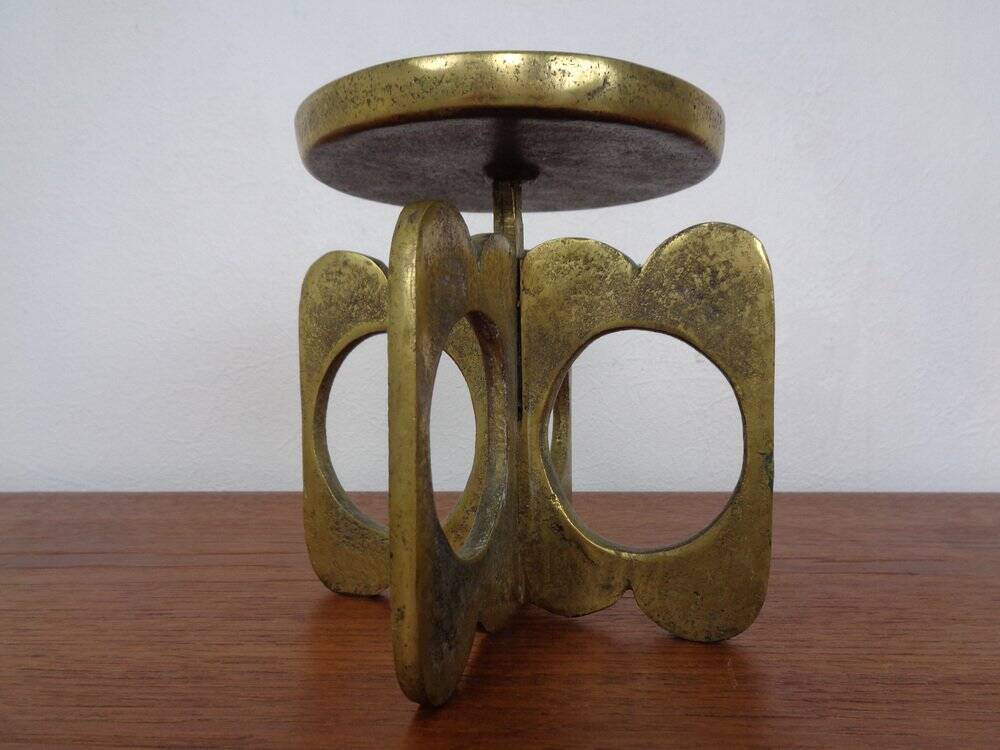 Brutalist Bronze Candle Holder, 1960s