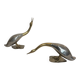Set of 2 silver-plated and brass ducks