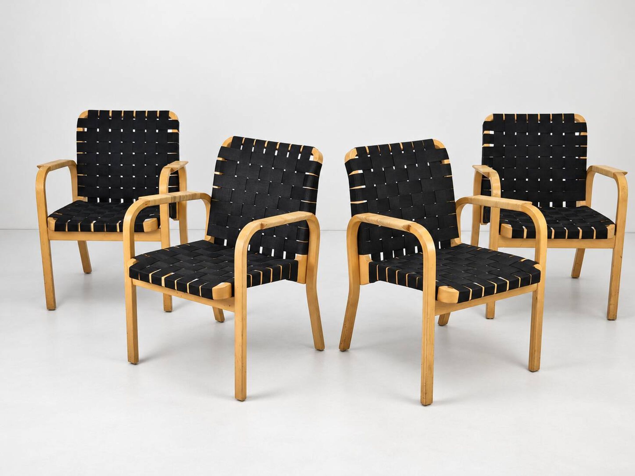 Model 45 Lounge Chairs by Alvar Aalto for Artek, 1970s, Set of 4