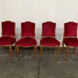 4 red Louis XV style chairs