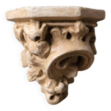 Small wall console shelf in vintage patinated plaster with baroque foliage