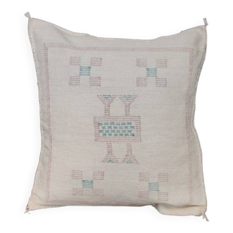 Coussin berbère en soie de cactus blanche