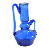 Miniature soliflore vase, antique blown glass in blue, craftsmanship from 1900.
