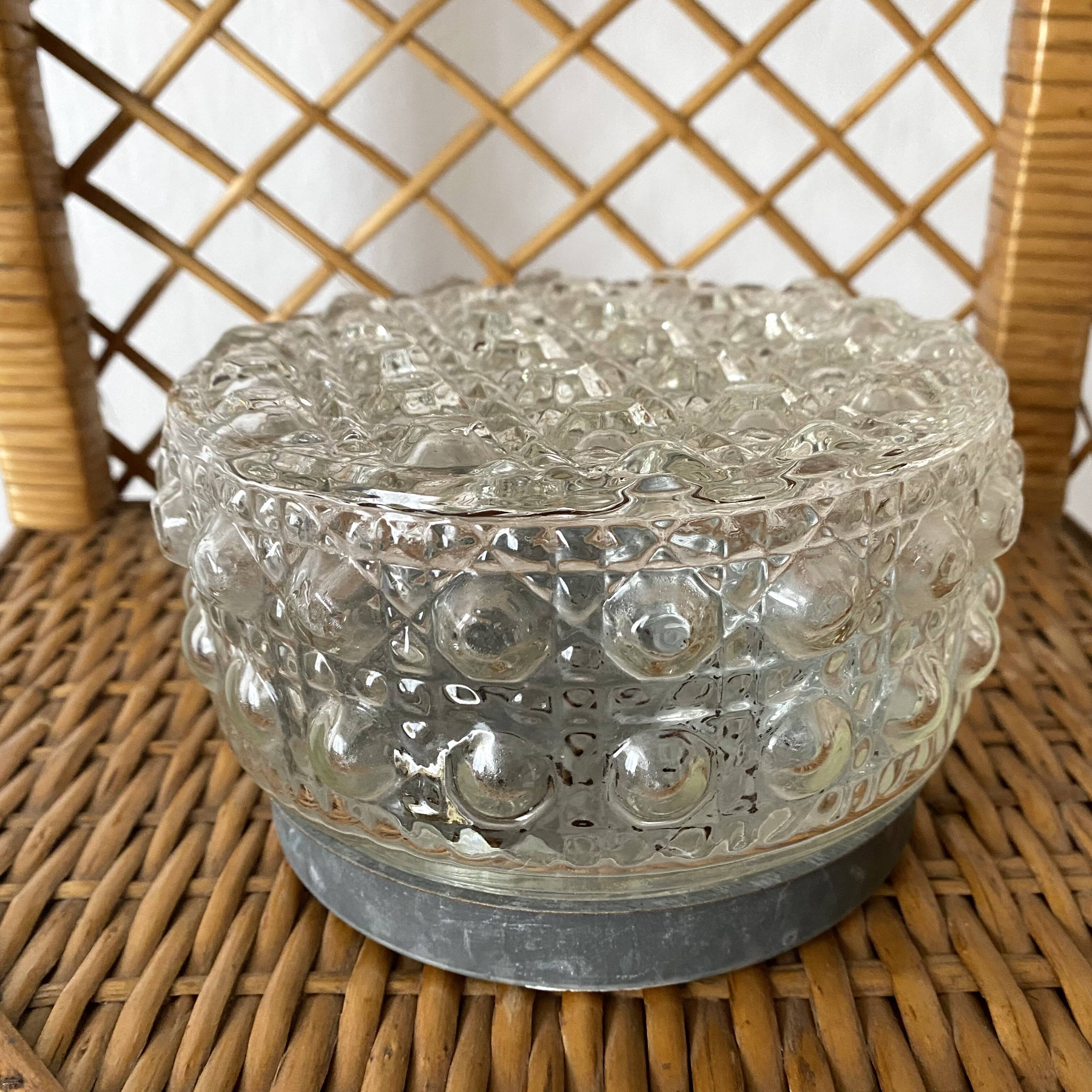 Small vintage molded glass ceiling light 15 cm