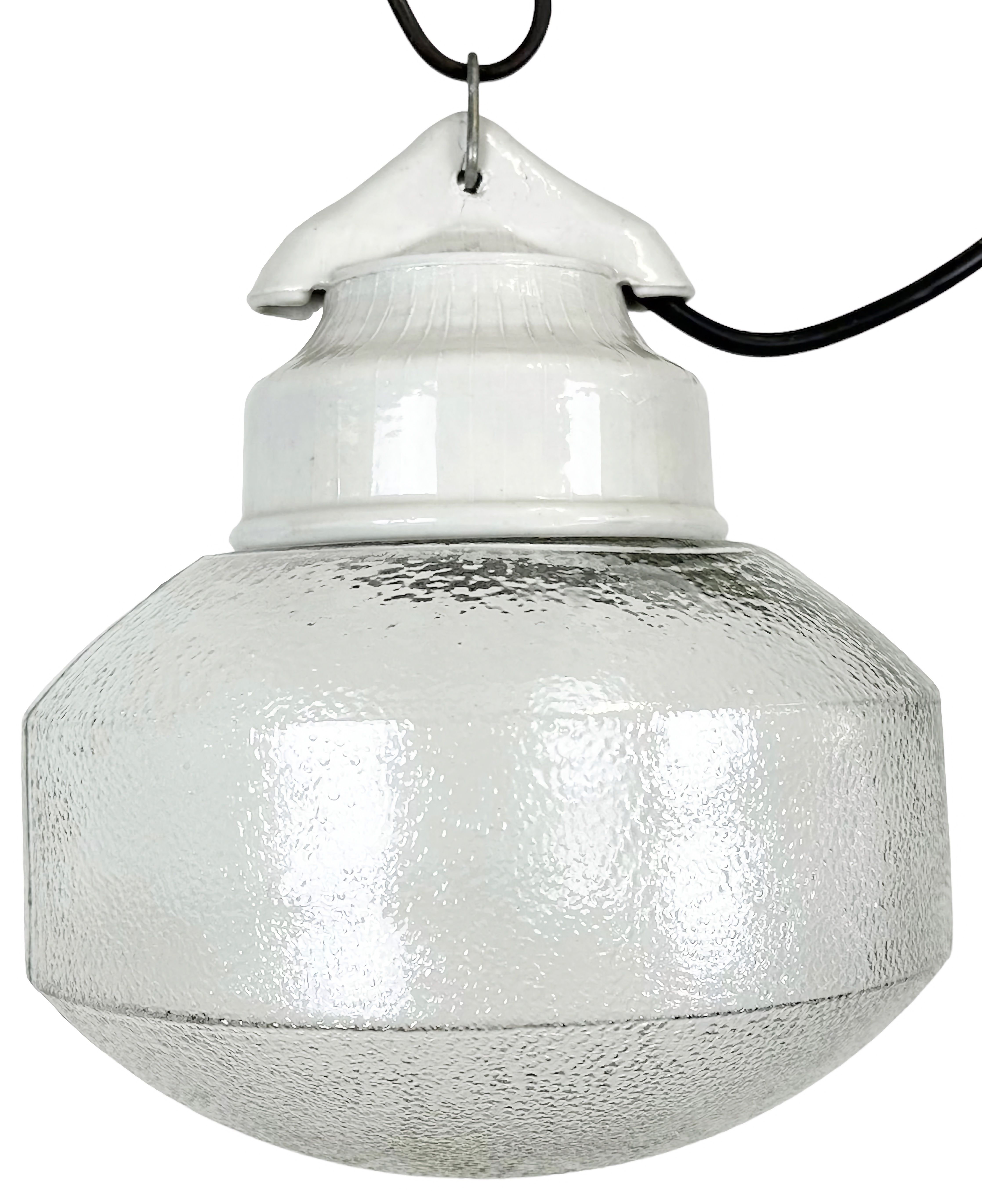 Vintage white porcelain pendant light, 1970s