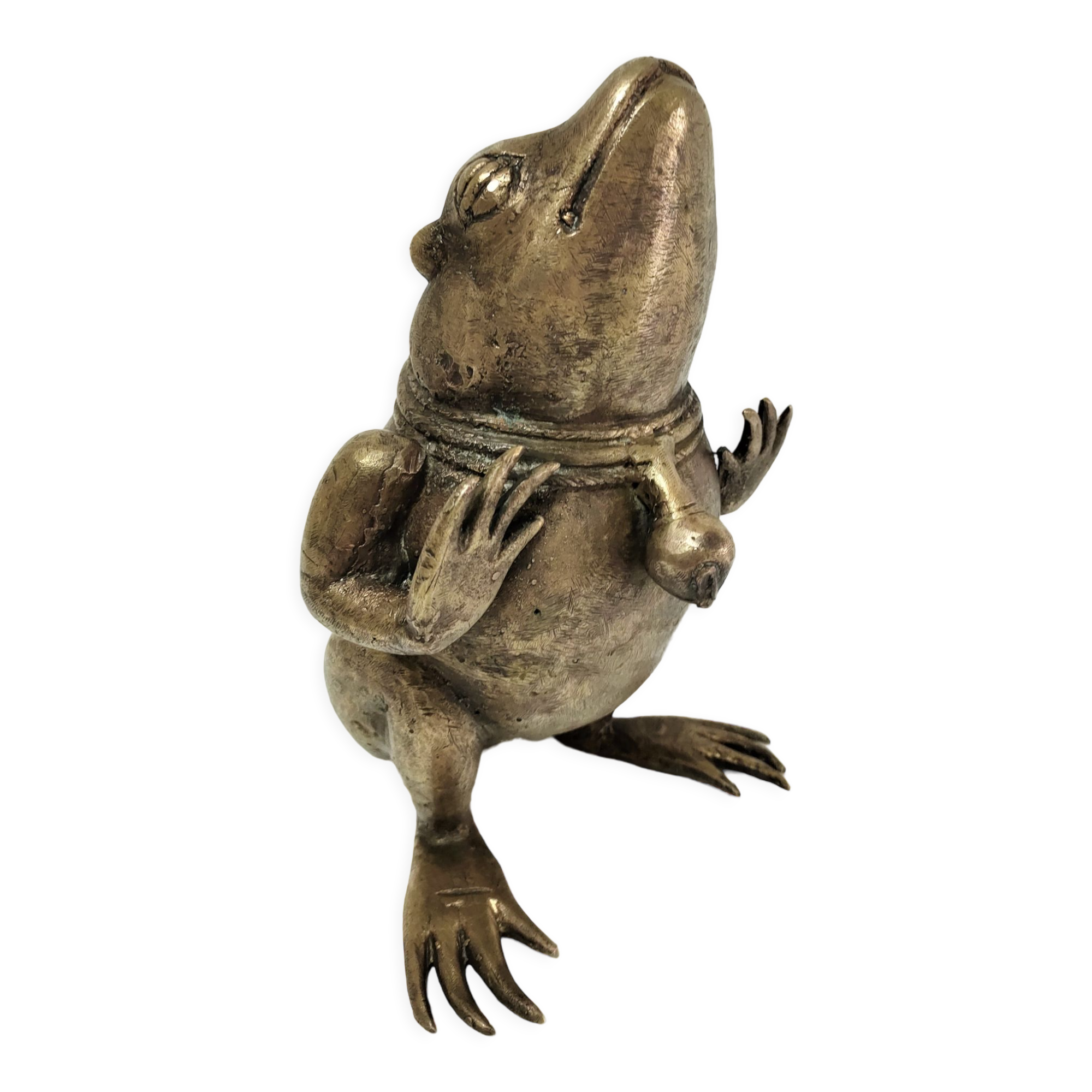 Patinated brass sculptural frog 60s
