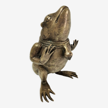 Patinated brass sculptural frog 60s