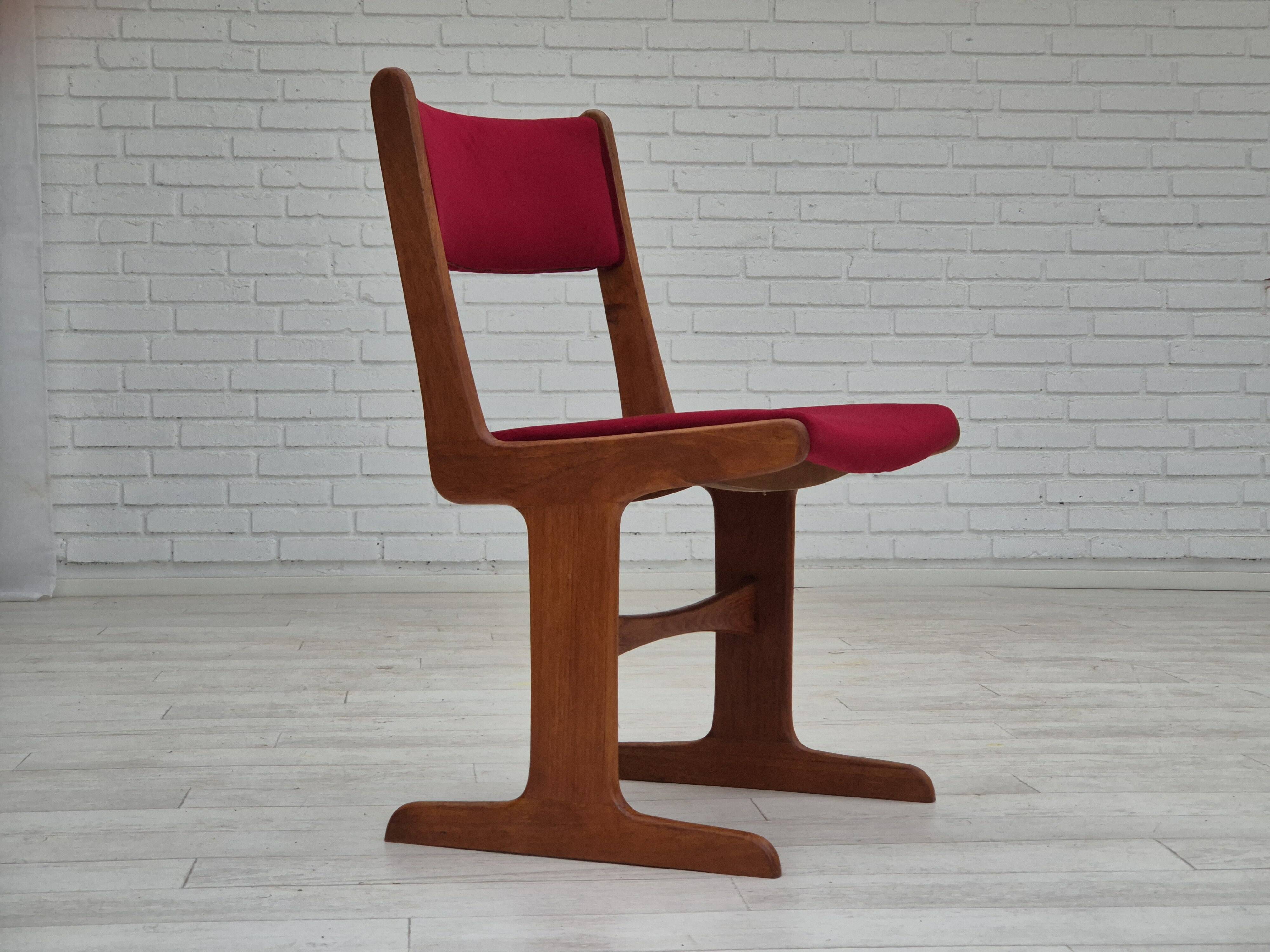 1970s, set of 4 reupholstered Danish chairs, Farsø Møbelfabrik, teak wood, furniture velour.