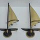 Pair of vintage sconces Sailboats in brass marine décor
