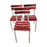 Série de trous chaises de bistrot en tôle