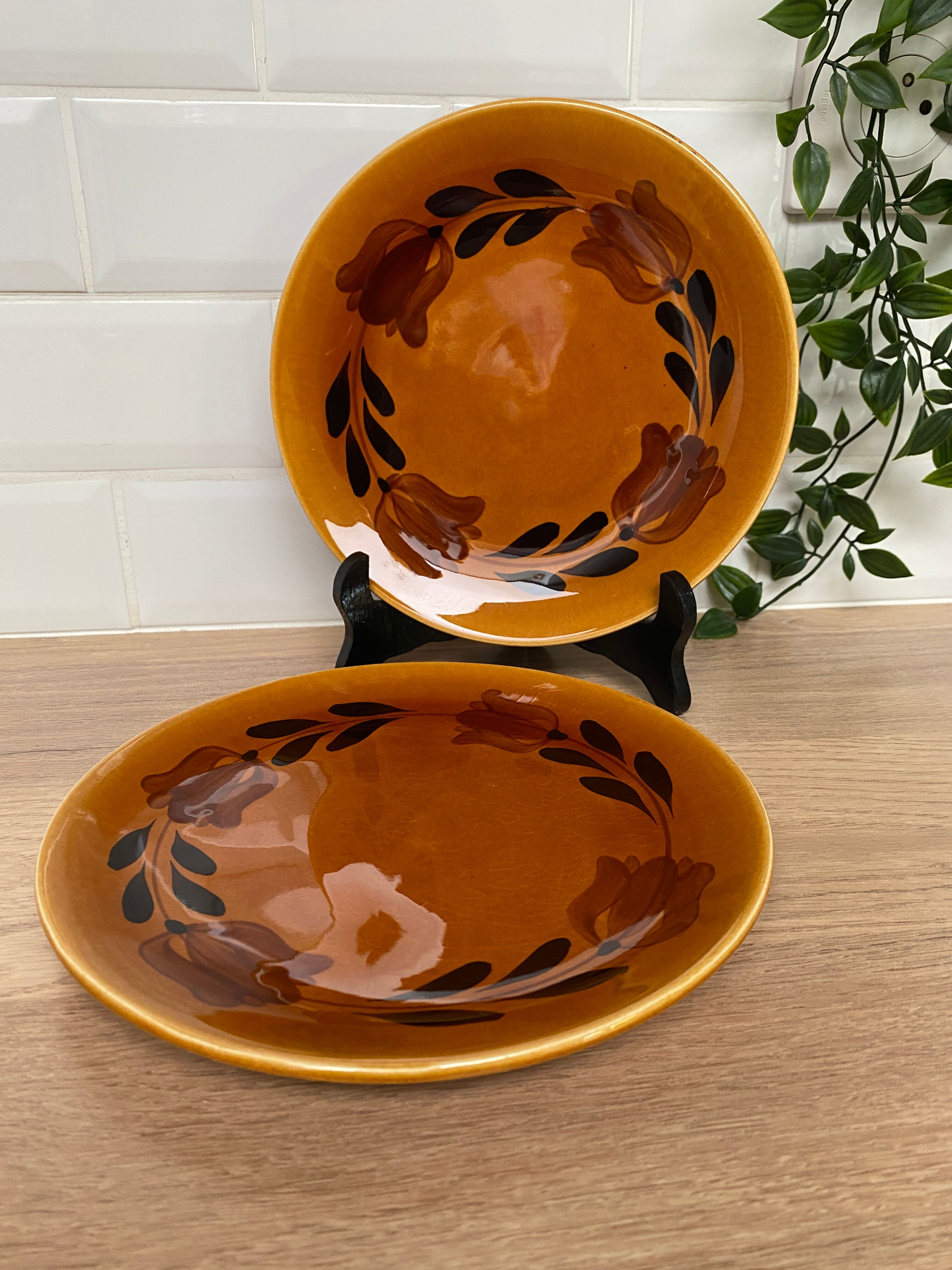Set of 2 plates in earthenware of St Amand