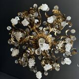 Bronze and Gold Metal Cage Chandelier from the 70s - 20th Century