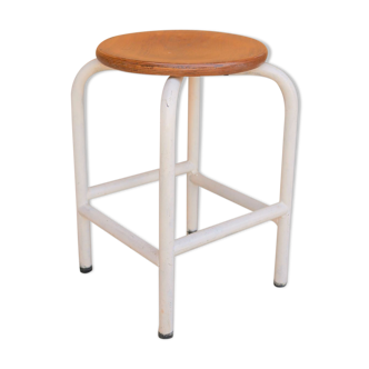 Vintage metal and wood workshop stool