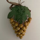 Yellow grape bunch wall lamp in vintage painted metal from 1992.