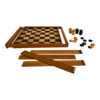 Game of checkers wood dovetail assembly vintage