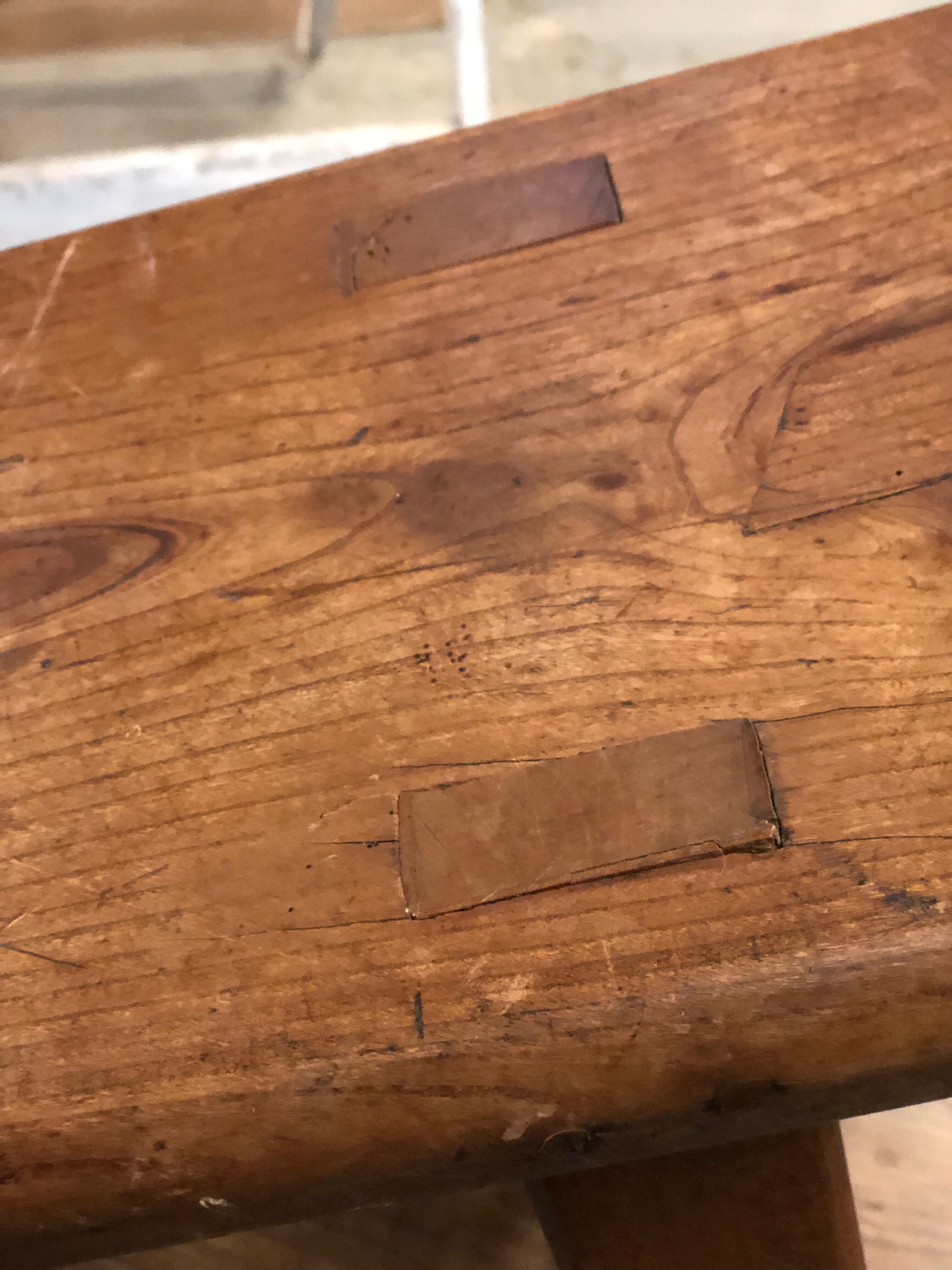 Old solid oak farm bench