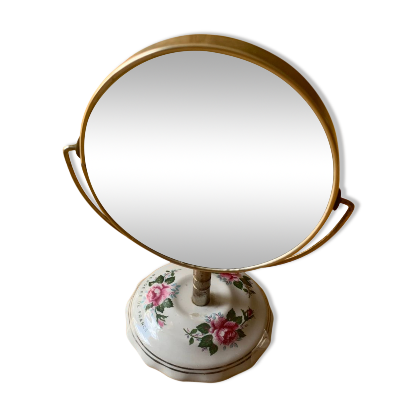 Porcelain flowered table mirror - Bergère de France
