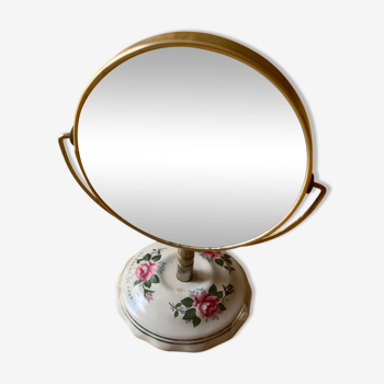 Miroir de table fleuri en porcelaine - Bergère de France