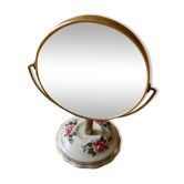 Porcelain flowered table mirror - Bergère de France