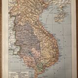 Lithograph engraving on Indochina of 1897
