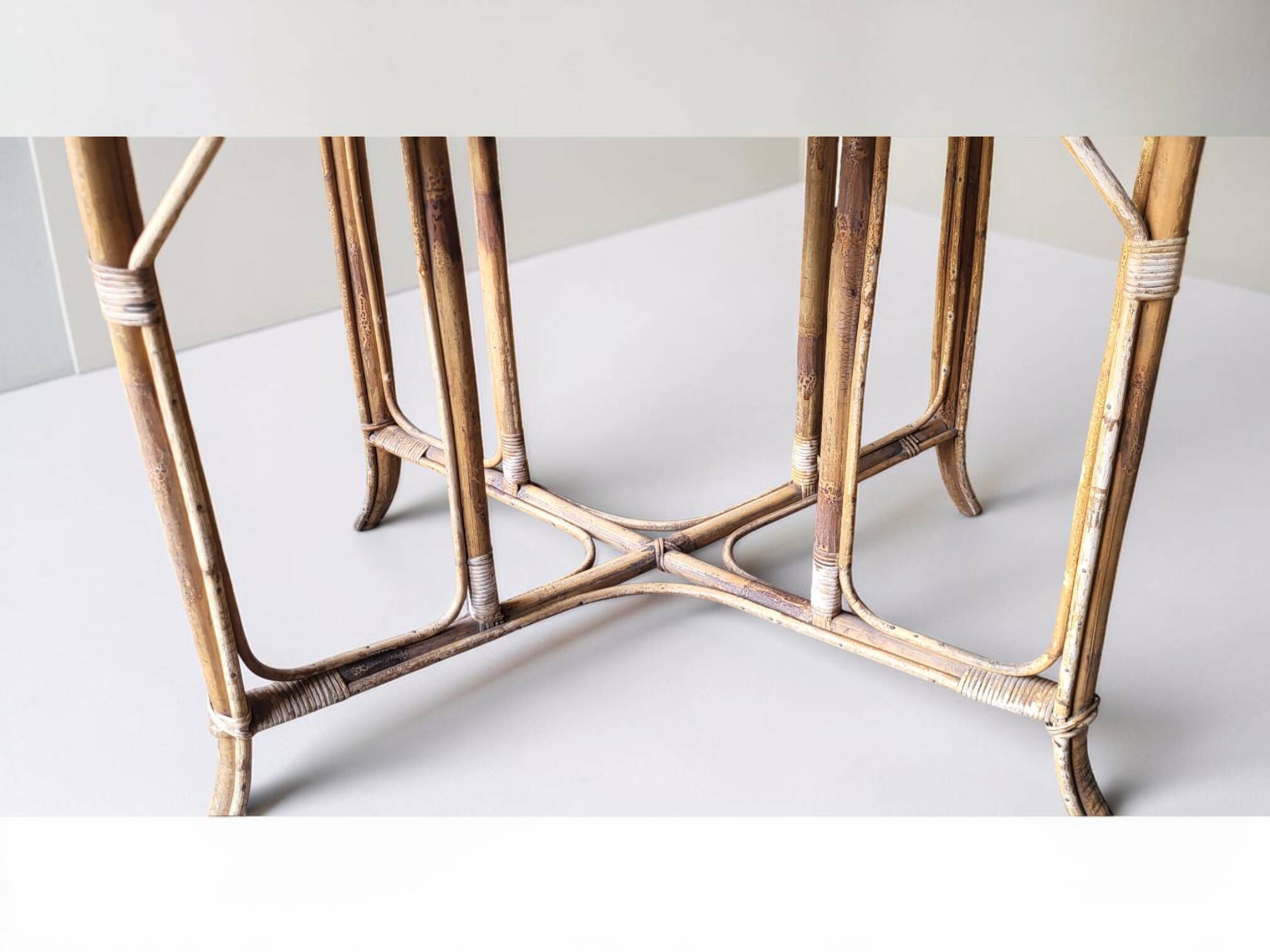 Natural rattan table, circa 1960-1970