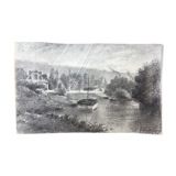 Old charcoal drawing painting