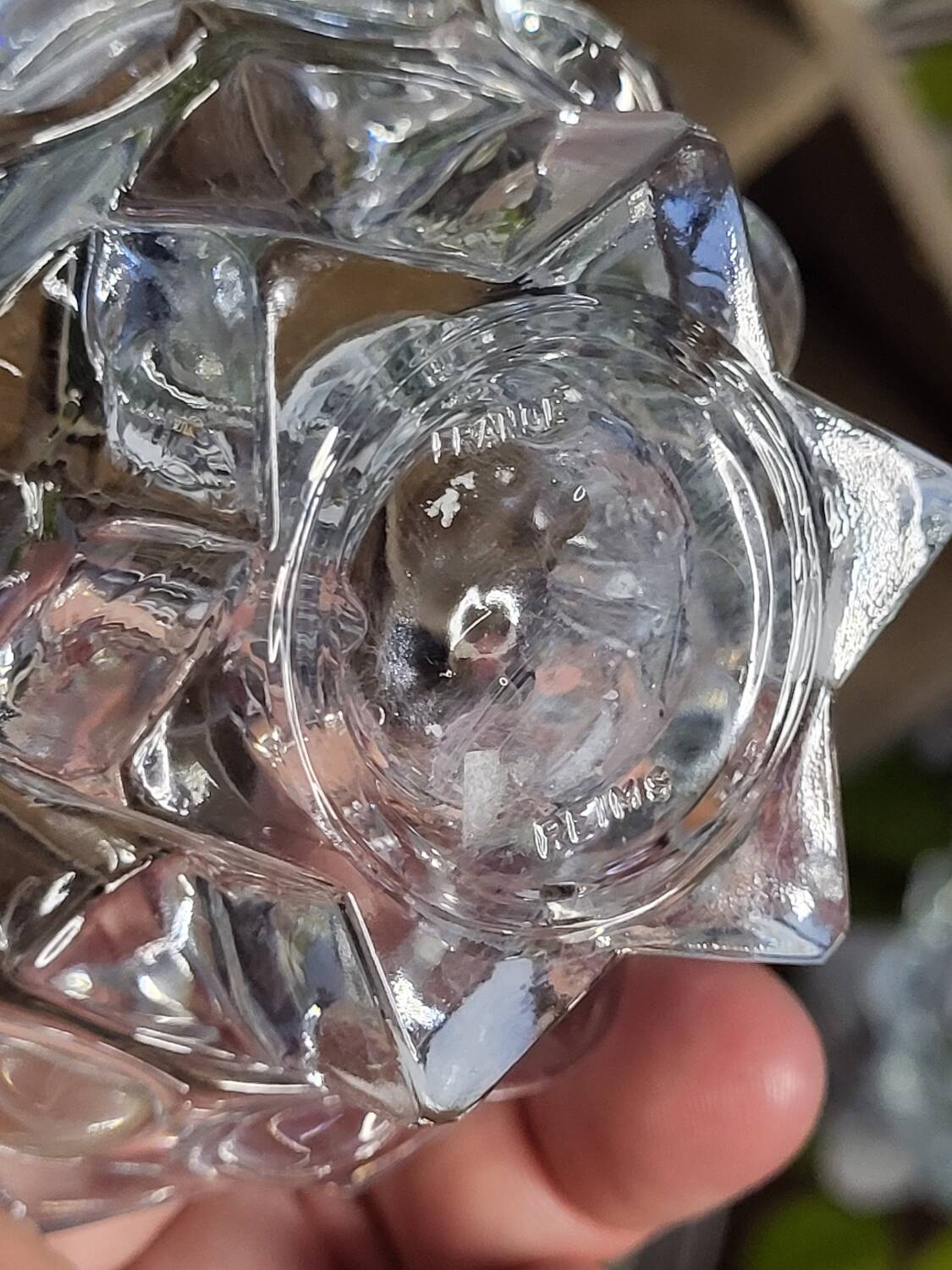 Bougeoir en verre vintage