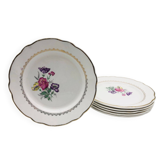 6 Digoin Sarreguemines dessert plates, René model