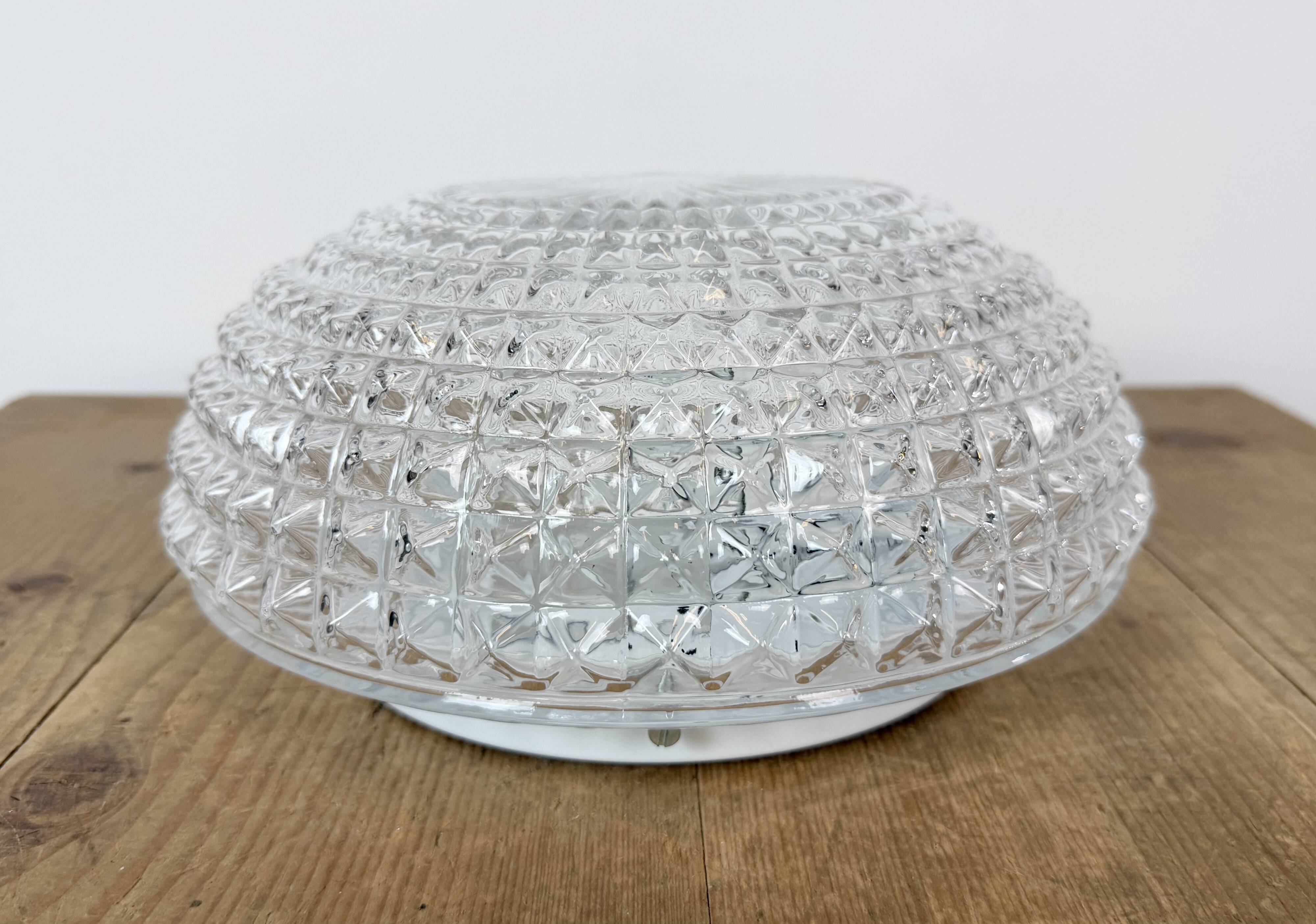 Vintage Glass Wall or Ceiling Light, 1970s
