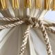 56 cm retro lamp in silver metal with fringed lampshade