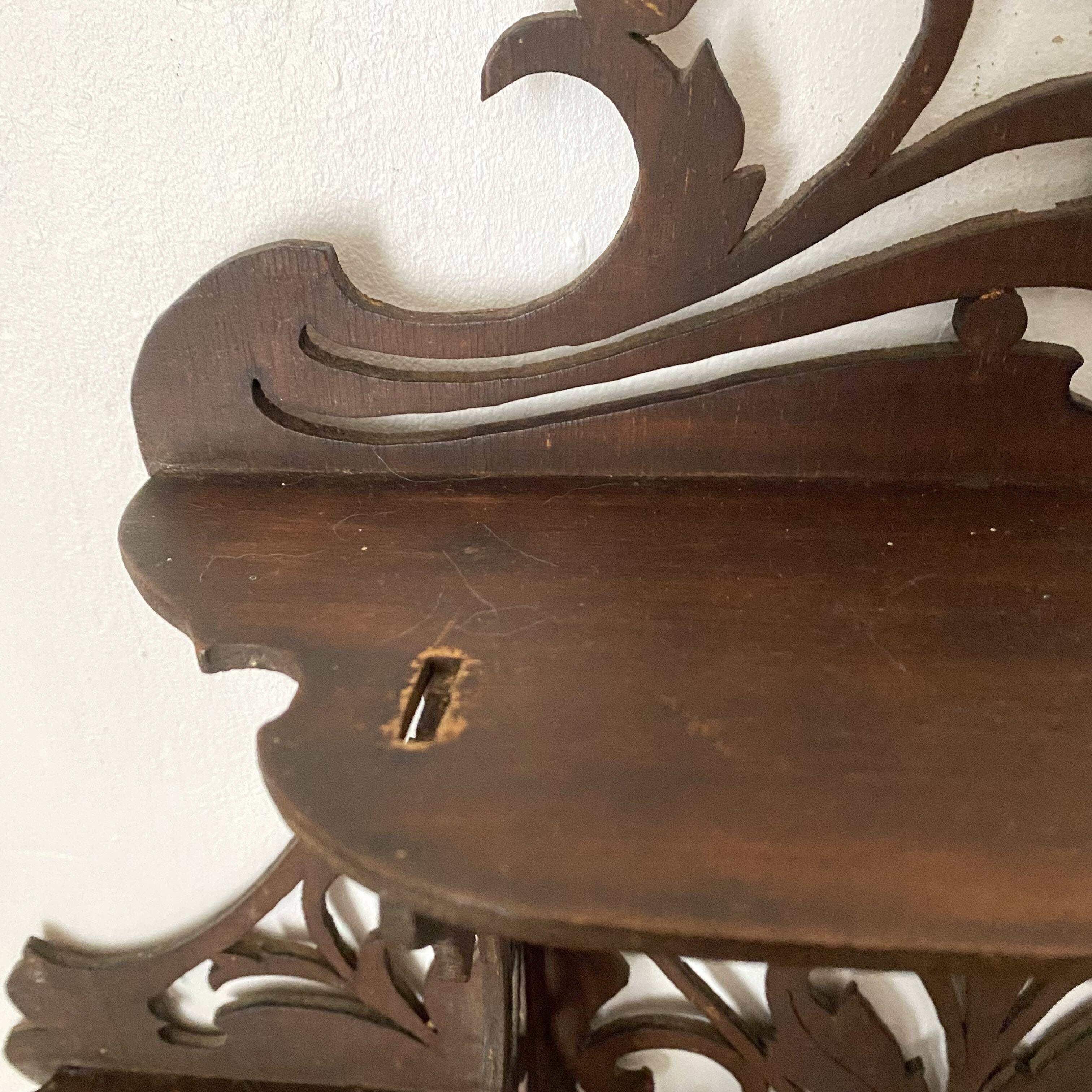 antique Napoleon III wall shelf in openwork wood