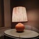 Lampe en céramique avec abat-jour en tissu plissé, années 80