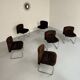 6 old tubular and velvet chairs Italian design from the 70s