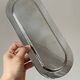 Stainless steel platter – Elongated oval serving dish in metal – Aperitif tray