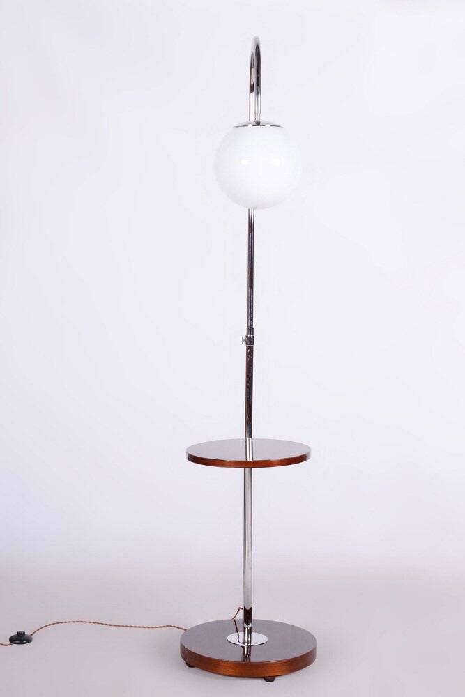 Art Deco Floor Lamp in Chrome attributed to Jindřich Halabala for Up Závody, Czechia, 1930s
