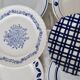 6 vintage earthenware and blue and white porcelain dessert plates - Roxanna lot