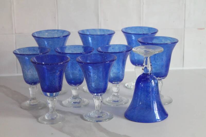 Blue glass from the Biot glassworks Traditional line