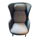 Fritz Hansen blue and gray RO living room armchair by Jaime Hayon