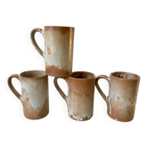 Lot de 4 tasses / mugs en grès fabrication artisanale années 70