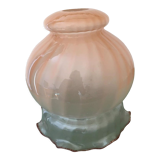 Peach-colored transparent glass collar globe