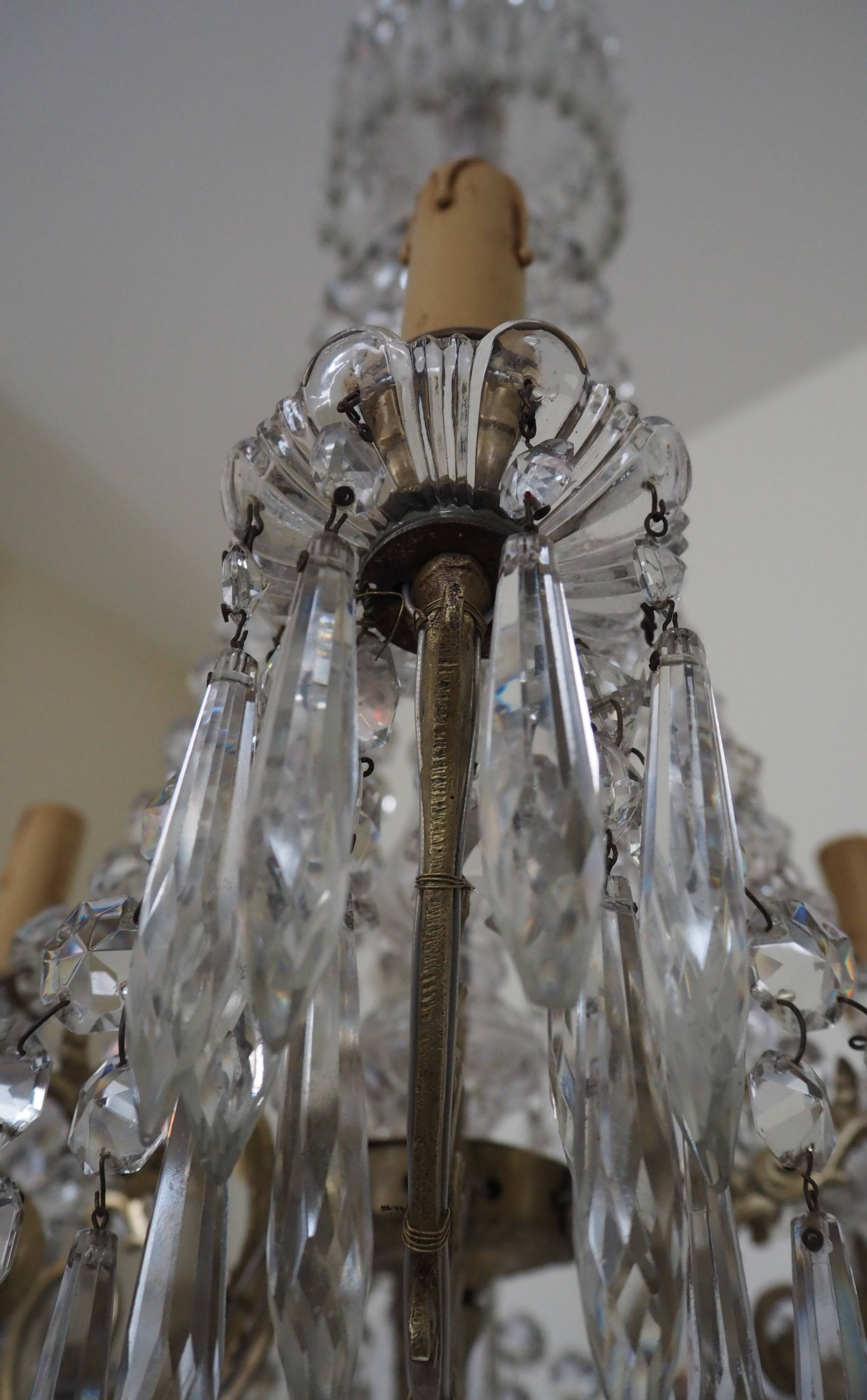 Napoleon III chandelier with crystal pendants, signed Portieux 19th century
